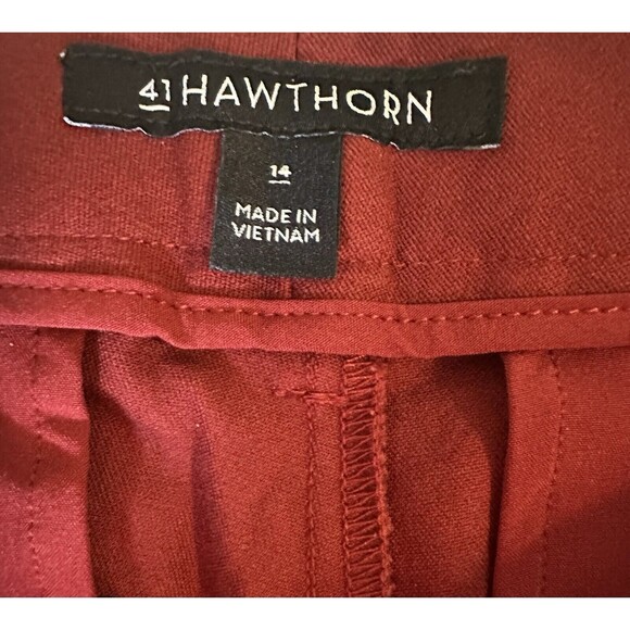 41Hawthorn Merlot Red Adjustable Hem Straight Leg Pants Women's SIZE 14 NWT - Picture 7 of 13